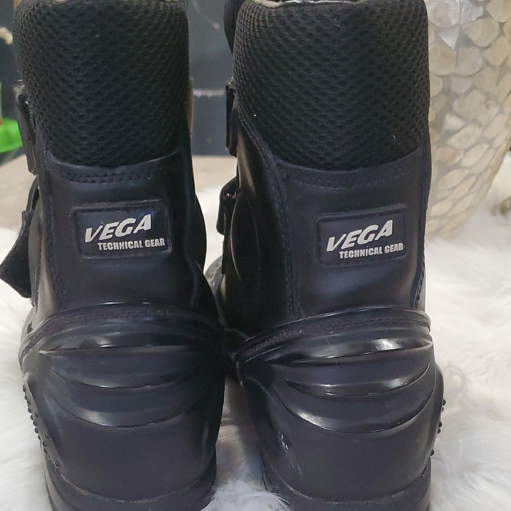 Vega Stylish Black Moto Boots with Velcro Straps - Picture 4 of 17